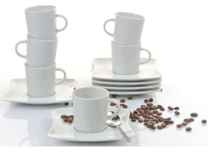 4014114129508 - Espressotasse RETSCH ARZBERG SANDY Trinkgefäße Gr Ø 12 cm 120 ml 12 tlg weiß Klassisches Espressotassen Set - Made in Germany