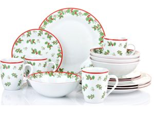 4014114138432 - Kombiservice RETSCH ARZBERG Holly Geschirr-Sets Gr 16 tlg bunt (rot grün weiß) Geschirr-Sets für 4 Personen traditionelle Farben