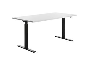 4014296860701 - Sitz-Steh-Schreibtisch E-Table TTS16080SW elektrisch höhenverstellbar 70-120cm (H) 160cmx80cm (BxT) rechteckig weiß   Schwar