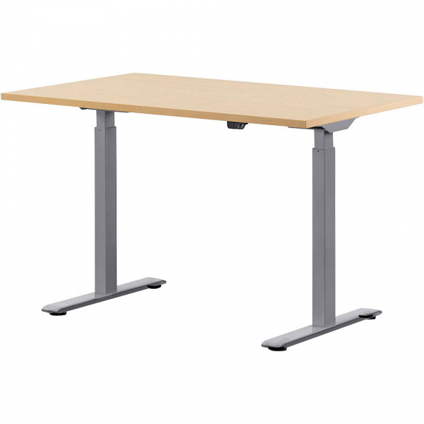 4014296873701 - Sitz-Steh-Schreibtisch E-Table TTS12080GA elektrisch höhenverstellbar 70-120cm (H) 120cmx80cm (BxT) rechteckig ahorn   Licht