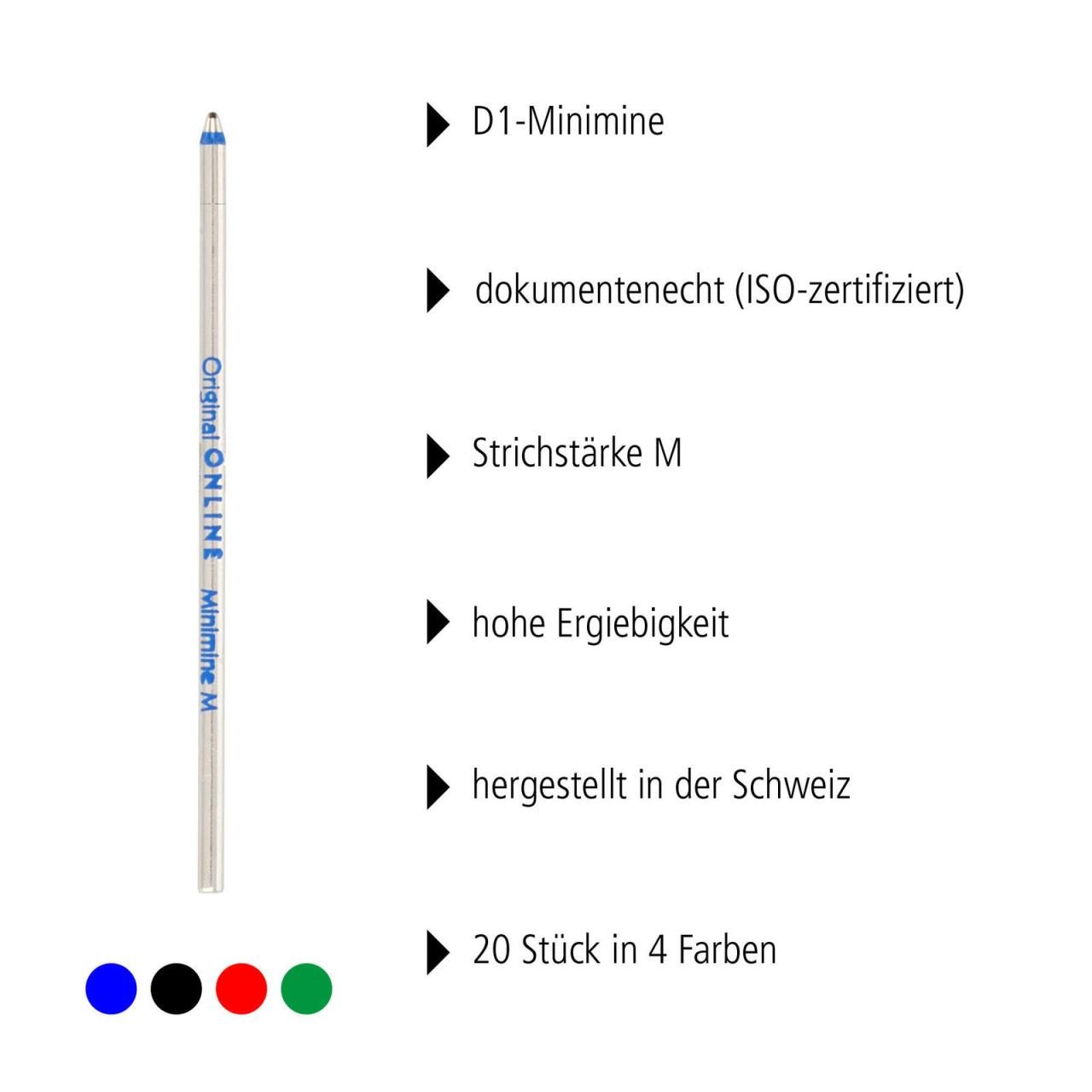 4014421700025 - Kugelschreibermine Mini-Kullimine D1 M fs 20er keine Herstellerangabe kein Wert M (mittel) Mehrfarbig