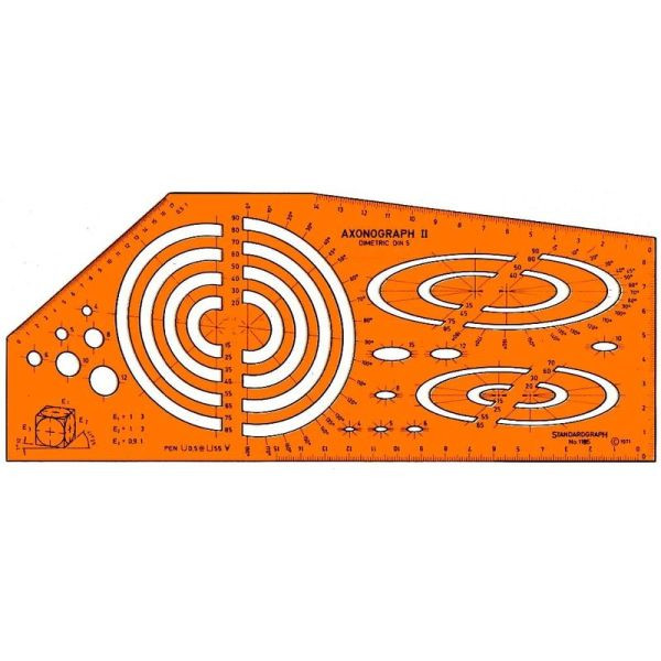 4014509002966 - Kunststoff-Schablone Axonograph Dimetric 1185 orange-transparent