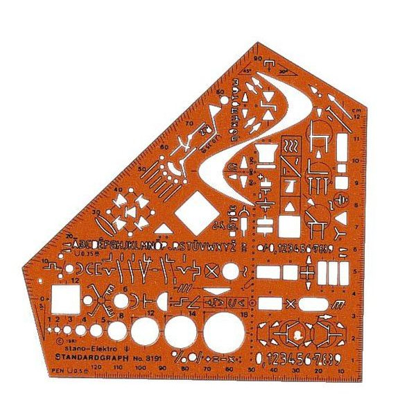 4014509010077 - Kunststoff-Schablone Elektro 8191 orange-transparent 4014509010077 Standardgraph