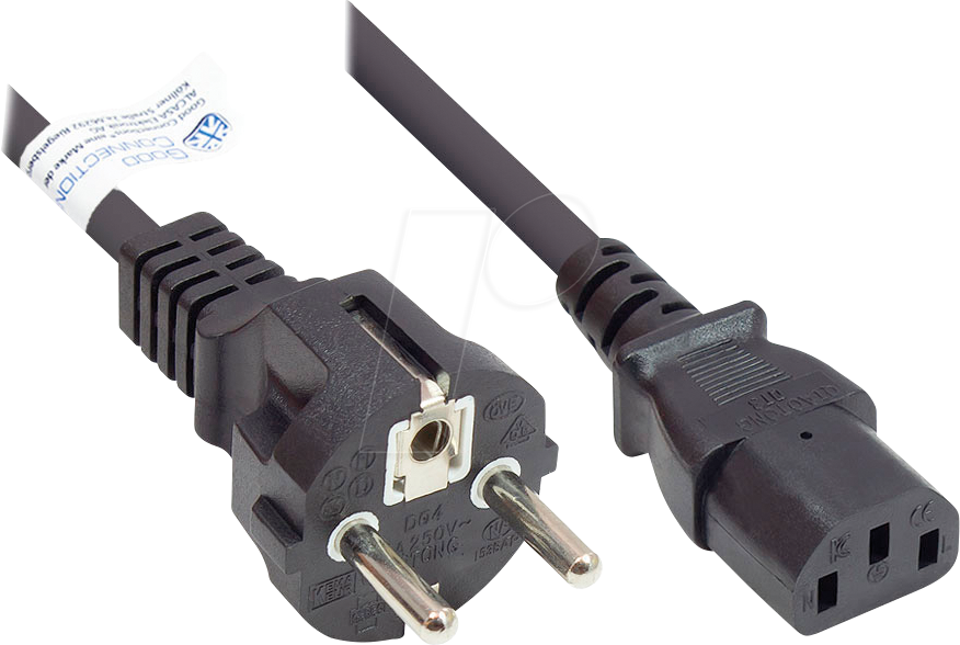 4014619168569 - GC P0030-S010 - Netzkabel Typ E+F CEE 7 7 auf C13 schwarz 075 mm² 1 m 4014619168569 - GC P0030-S010 - Netzkabel Typ E+F CEE 7 7 auf C13 schwarz 075 mm² 1 m