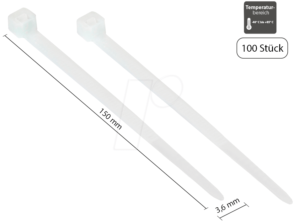 4014619708659 - GC KAB-15T36 - Kabelbinder 150 mm transparent 100er-Pack