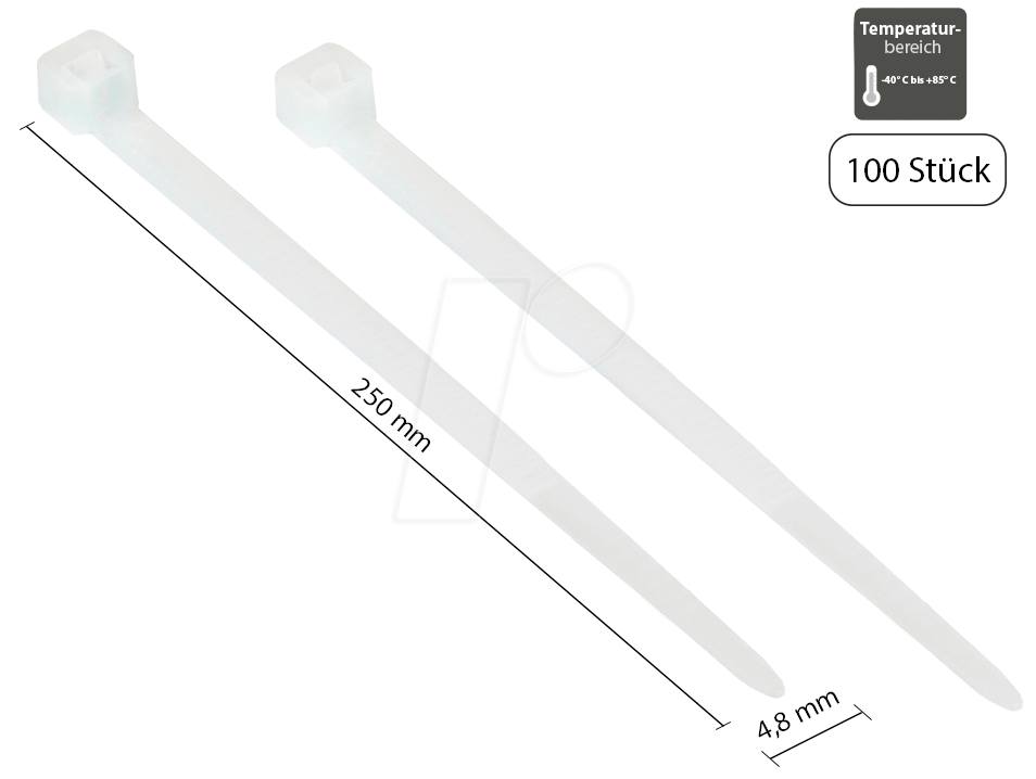 4014619708673 - GC KAB-25T48 - Kabelbinder 250 mm transparent 100er-Pack