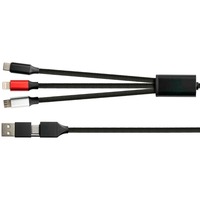 4014619880966 - USB Ladekabel Good Connections PYTHON® Serie 6-in-1 USB-A + USB-C an USB-C USB Micro B Lightning 3 A Textilmantel Länge 12 m schwarz