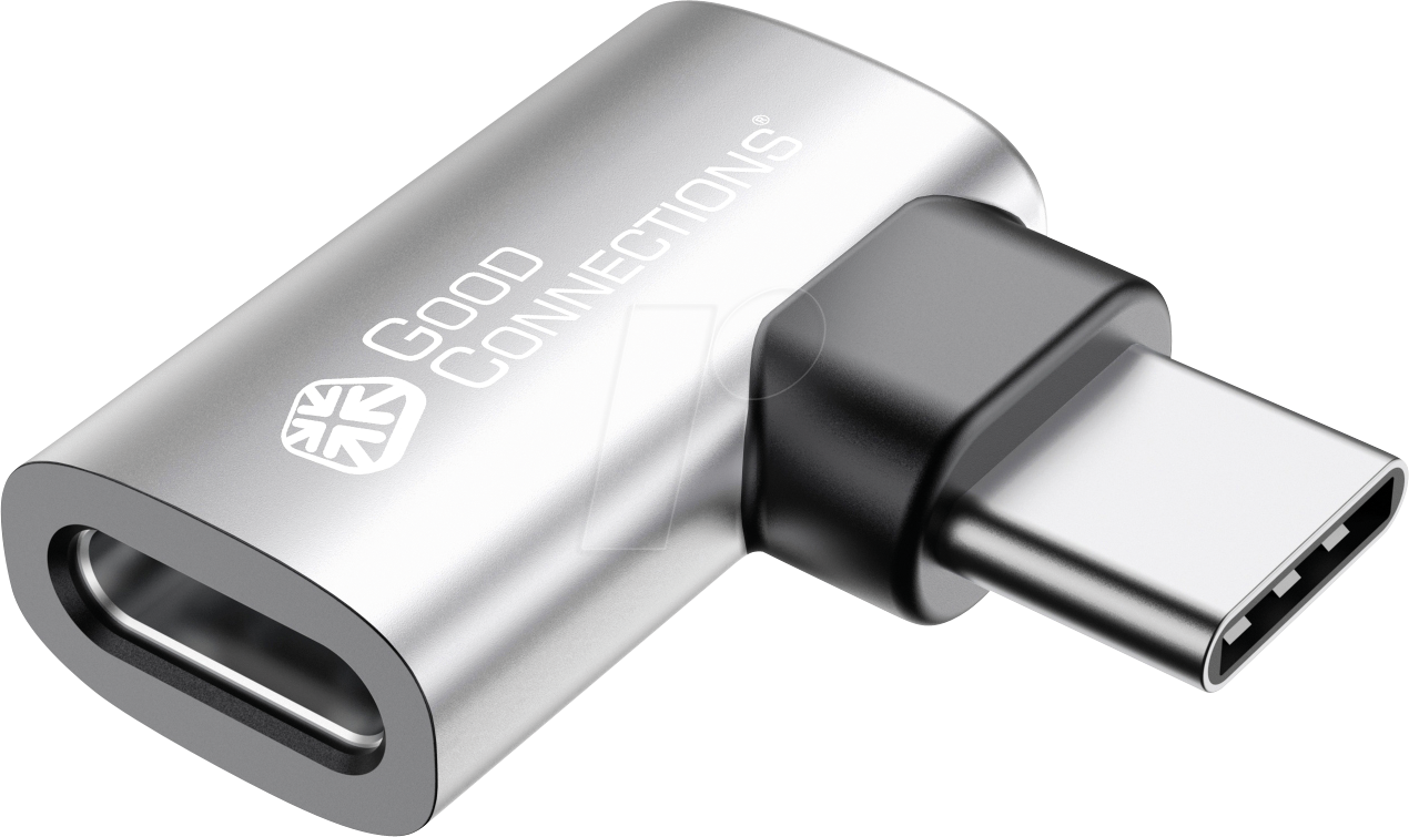 4014619881512 - USB 40 Winkeladapter Good Connections USB-C an USB-C Leistung 240 W bis 40 Gbit s bis 8K links & rechts einsteckbar Aluminium silber