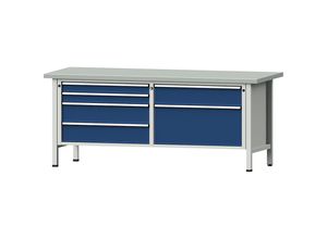 4014641016517 - Werkbänke 2000 mm breit Gestellbauweise 6 Schubladen Stahlblechbelagplatte Höhe 840 mm 4014641016517 - Werkbänke 2000 mm breit Gestellbauweise 6 Schubladen Stahlblechbelagplatte Höhe 840 mm
