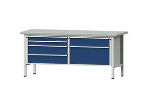4014641016524 - Werkbänke 2000 mm breit Gestellbauweise 6 Schubladen Stahlblechbelagplatte Höhe 890 mm ANKE