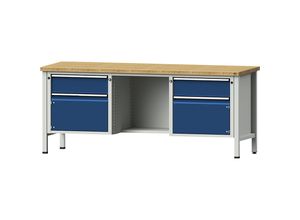 4014641048433 - Werkbank Gestellbauweise Serie V 2 Schubladen 2 Türen ½ Ablageboden Buche massiv Teilauszug