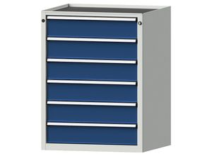 4014641058296 - Schubladenschrank BxT 760 x 675 mm 6 Schubladen Höhe 980 mm Front enzianblau