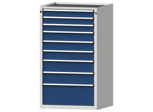 4014641058555 - Schubladenschrank BxT 760 x 675 mm 9 Schubladen Höhe 1280 mm Front enzianblau