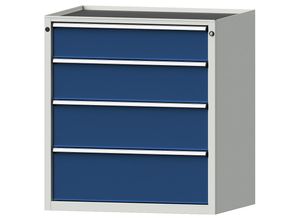 4014641058678 - Schubladenschrank BxT 910 x 675 mm 4 Schubladen Höhe 980 mm Front enzianblau