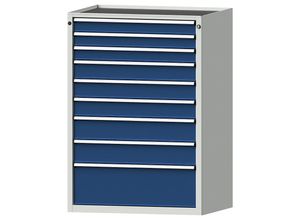 4014641058913 - Schubladenschrank BxT 910 x 675 mm 9 Schubladen Höhe 1280 mm Front enzianblau