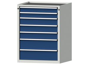 4014641088347 - Schubladenschrank BxT 760 x 675 mm Schubladentraglast 200 kg 7 Schubladen Höhe 980 mm Front enzianblau