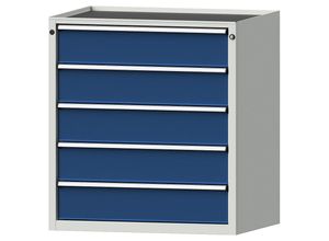 4014641094171 - Schubladenschrank BxT 910 x 675 mm Schubladentraglast 200 kg 5 Schubladen Höhe 980 mm Front enzianblau