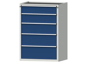 4014641094416 - Schubladenschrank BxT 910 x 675 mm Schubladentraglast 200 kg 5 Schubladen Höhe 1280 mm Front enzianblau