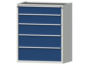 4014641094676 - Schubladenschrank BxT 1060 x 675 mm Schubladentraglast 200 kg 5 Schubladen Höhe 1280 mm Front enzianblau