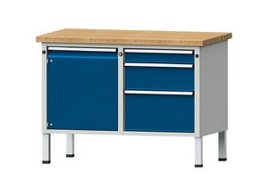 4014641149383 - Kompaktwerkbank BxT 1140 x 650 mm 1 Schrank 3 Schubladen stationär