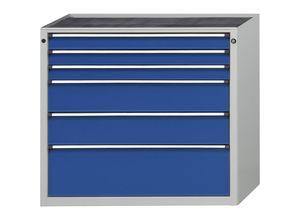 4014641404147 - Schubladenschrank ohne Platte Breite 1060 mm Schubladentraglast 200 kg 6 Schubladen Front enzianblau