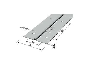 4014687430995 - PG Stangenscharnier Scharnierbreite offen 32 mm Materialstärke 07 mm 1200 mm Eisen vermessingt