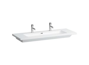 4014804874015 - Laufen - Living Square Waschtisch unterbaufähig 2 Hahnlöcher mit Überlauf 1300x480 weiß - H8164360001071