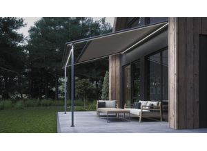 4014922021797 - Pergola-Markise FLEX Gestell anthrazit Uni grau 400x400cm mit Funkmotor LED-Beleuchtung