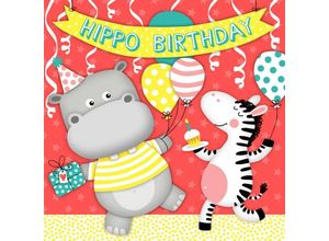 4014995711342 - Braun & Company Servietten Motiv Hippo Birthday 33x33cm 20Stk Tischservietten