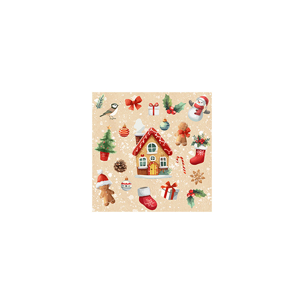 4014995744760 - Weihnachtlicher Zelltuchserviette 25x25cm 4014995744760 20 Stück