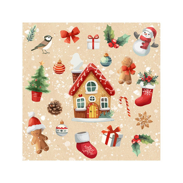 4014995744890 - WeihnZelltuchserviette 33x33cm 4014995744890 20 Stück