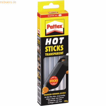 4015000077040 - Heißklebepatronen Pattex® Hotmelt geeignet für Heißklebepistolen Schmelztemperatur 200°C B 68 x T 200 x H 28 mm transparent 10 Stück