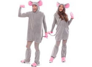 4015101758701 - buttinette Mauskostüm unisex grau rosa 4015101758701 - buttinette Mauskostüm unisex grau rosa