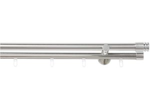 4015161082549 - Kombi-Vorhangstange Mira Gr 3 silber (edelstahlfarben) L160cm Ø20mm Metall Aluminium Kunststoff Gardinenstangen