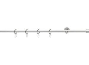 4015161091213 - Gardinenstange CAP Gr 2 grau (chromfarben) Gardinenstangen L 230cm Ø 16mm 1 läufig Metall Kunststoff mit Ringen L230cm