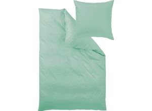 4015210986835 - Bettwäsche CURT BAUER Uni-Mako-Satin Bettwäsche OEKO-TEX und Made in Green zertifiziert Gr B L 155 cm x 220 cm (1 St) B L 80 cm x 80 cm (1 St) Mako-Satin grün (pistazie) Bettwäsche 155x220 cm