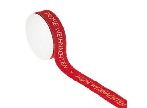 4015275933607 - Stoffband Frohe Weihnachten rot-gold 25 mm 6 m