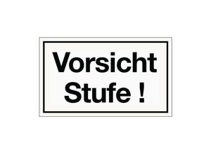 4015448610823 - No_name - Hinweiszeichen Vorsicht Stufe Kunststoffschild L250xB150mm weiß schwarz Ku