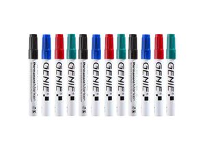 4015468127547 - 12 Stück GENIE Permanent Marker Set Permanentmarker wasserfest M Rund 4 Farben