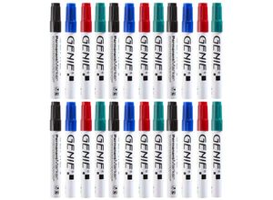 4015468127554 - 24 Stück GENIE Permanent Marker Set Permanentmarker wasserfest M Rund 4 Farben