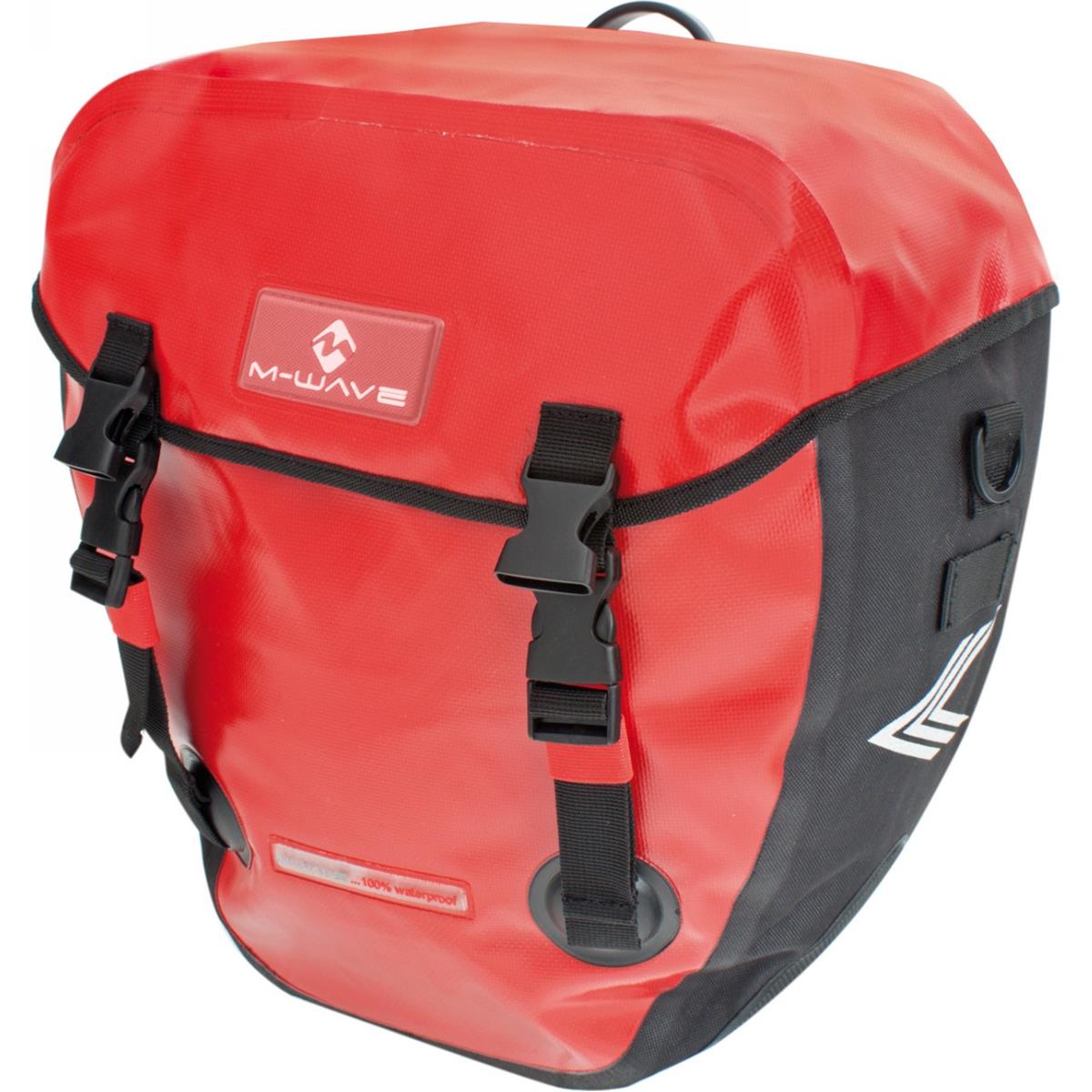 4015493120810 - Wasserdichte Gepäckträgertasche Alberta 2x20L Rot Schwarz mit Reflektoren