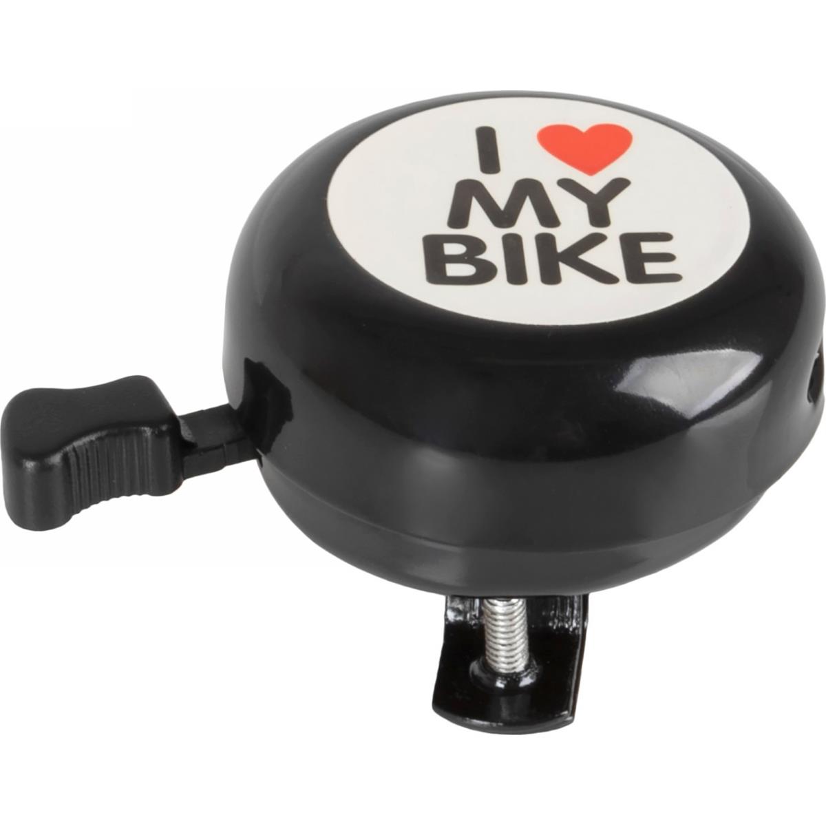 4015493420132 - Fahrradklingel Schwarz aus Stahl 54mm mit I Love My Bike Aufkleber