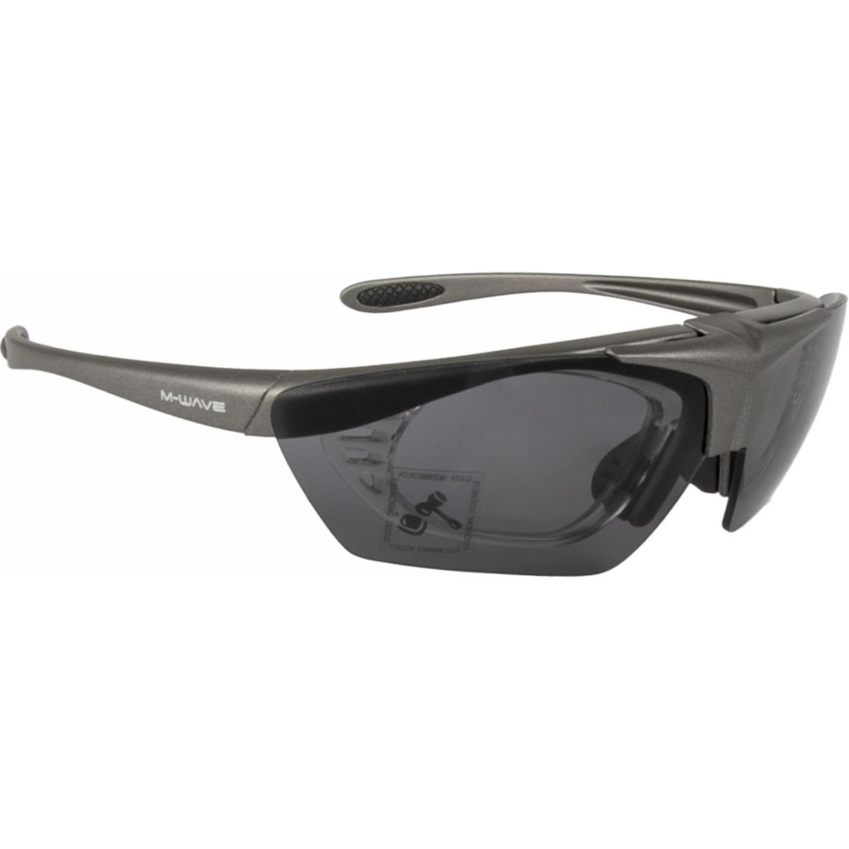 4015493895053 - Sportliche Sonnenbrille M-WAVE in mattem Grau mit UV400 Wechselgläsern