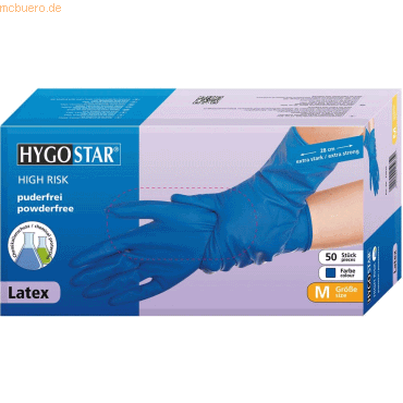 4015544250350 - 10 x Latex-Handschuh High Risk puderfrei M 28cm dunkelblau VE