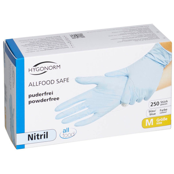 4015544261547 - Einmalhandschuhe Hygonorm Allfood Safe 26154 Lebenmittelecht blau Größe M 8 Nitril 4015544261547 26154 250 Stück