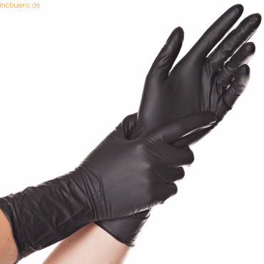 4015544270860 - 10 x Nitril-Handschuh Safe Long puderfrei S 30cm schwarz VE=1