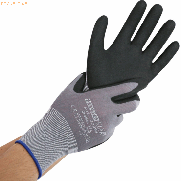 4015544332940 - 10 x Nylon-Feinstrick-Handschuh Ergo Flex L 9 grau-schwarz VE