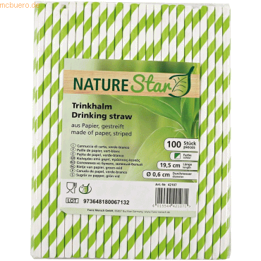 4015544421071 - NATURE Star Papier-Trinkhalm 197 mm grün weiß gestreift