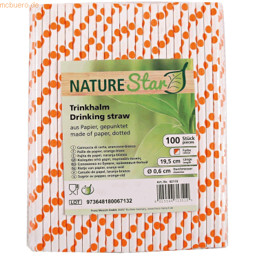 4015544713510 - 50 x Papier-Trinkhalme 6x197mm VE=100 Stück orange-weiß