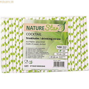 4015544713954 - NATURESTAR Classic Papier-Trinkhalme gestreift 13 cm 100% biologisch abbaubare ungebleichte Strohhalme aus Papier 1 Packung = 100 Stück grün-weiß